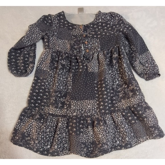 OshKosh B'gosh Floral Long Sleeve Dress Set 4T Navy Mustard Excellent 2pc Bundle - Picture 2 of 7